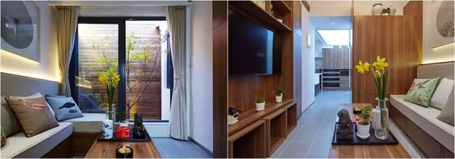 Không gian phòng khách đẹp tinh tế với nội thất gỗ