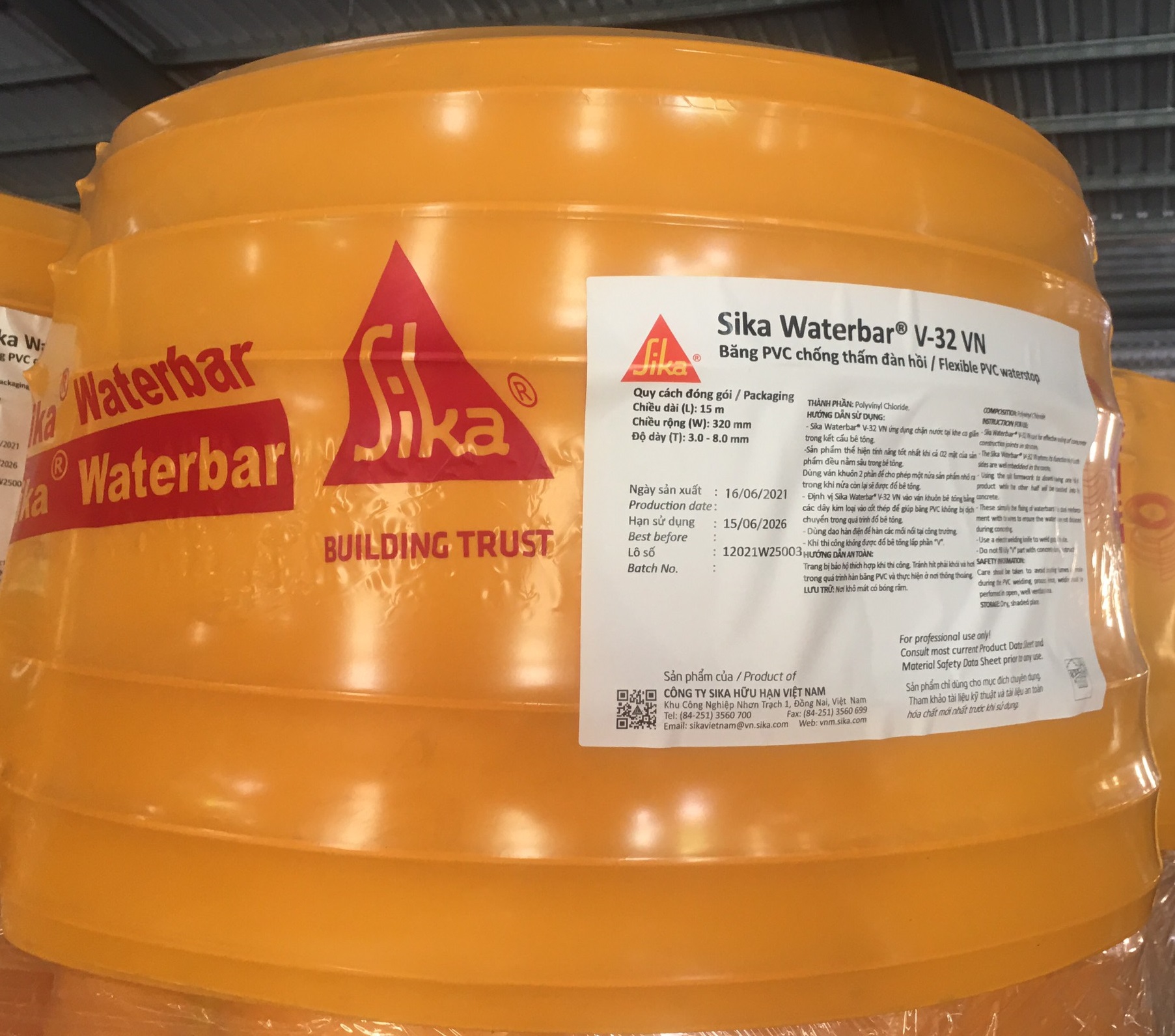 Vật liệu chống thấm nhựa PVC băng cản nước Sika Waterbar V32
